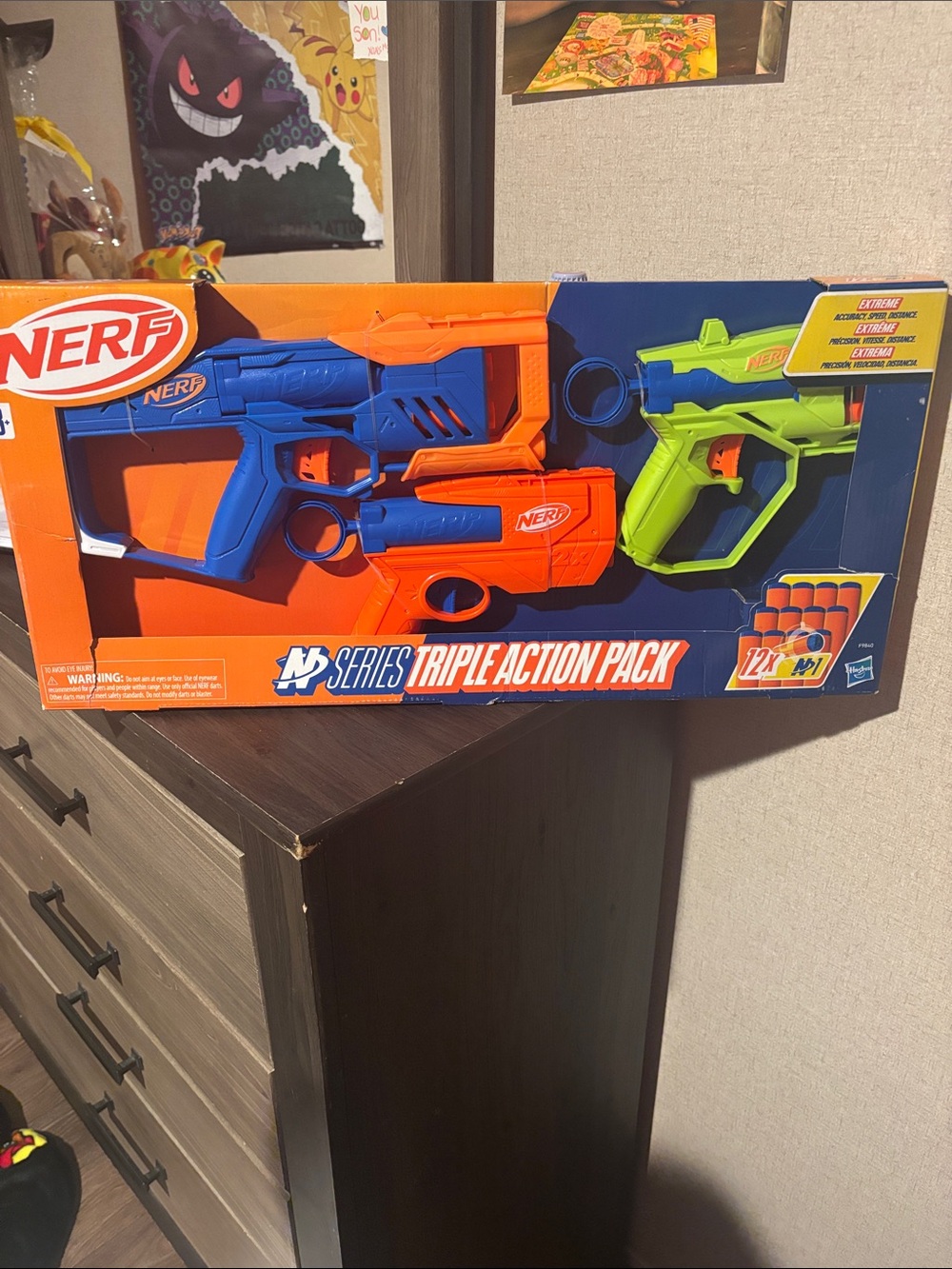 Nerf Triple Action Pack Blasters — Blue, Orange & Green - Picture 1 of 1